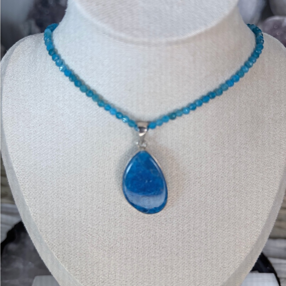 Aaa Blue Apatite Pendant Solid 925 Madagascar Ext… - image 4